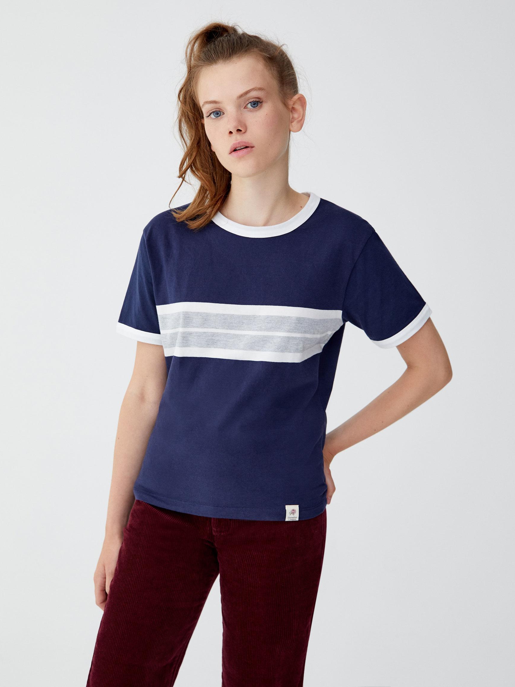 

Футболка Pull & Bear 9241339420-AEMW S Темно-синяя с белым и серым