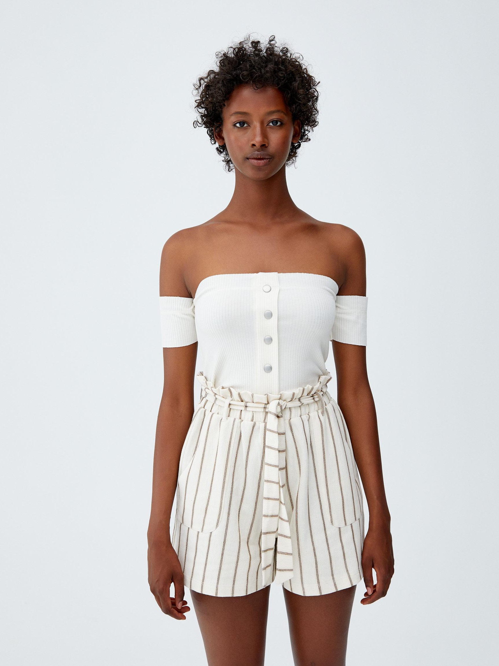 

Топ Pull & Bear 9238369805-ABAK XS Молочный