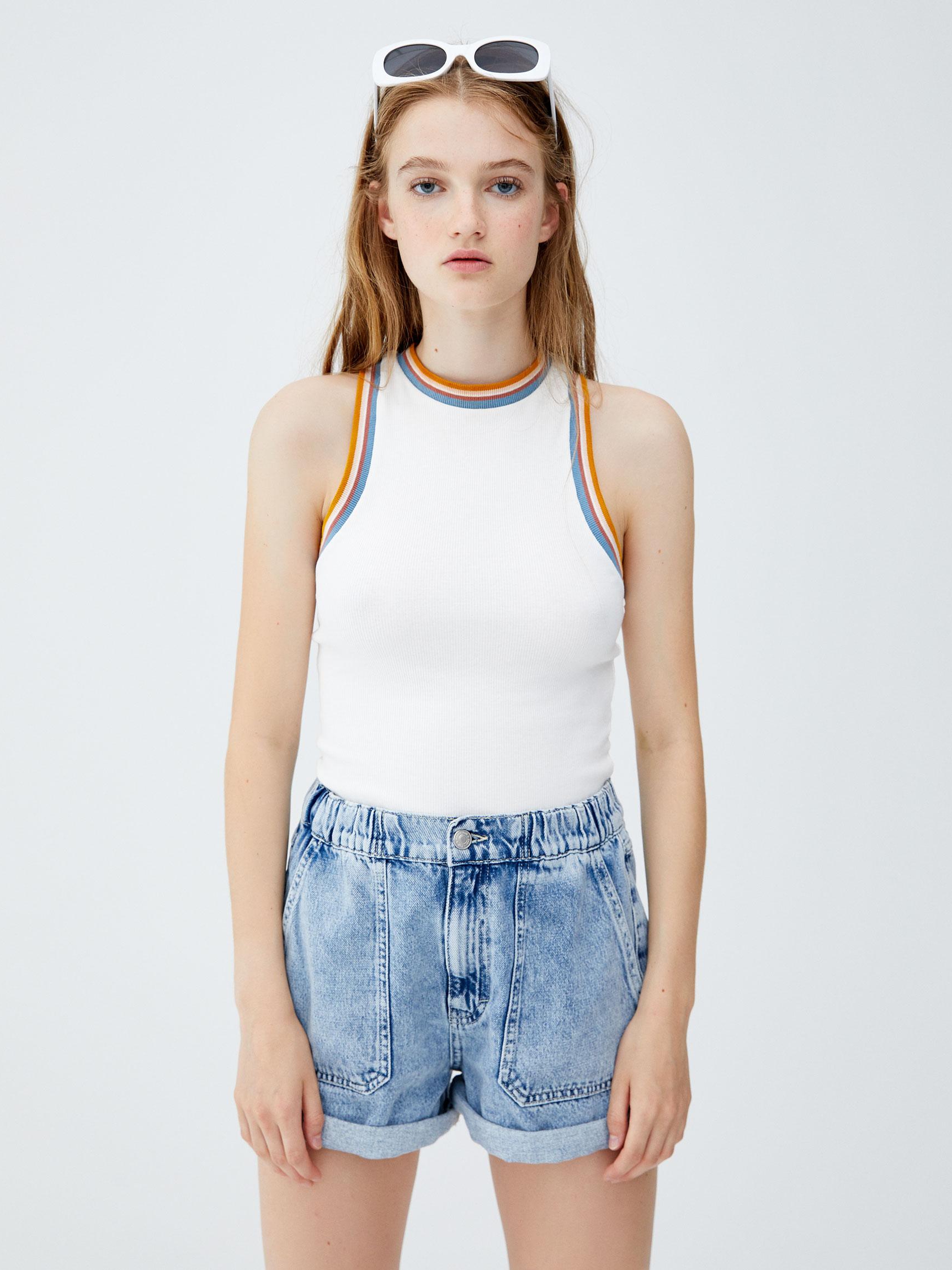 

Топ Pull & Bear 9231309805-AEQZ M Белый с разноцветным