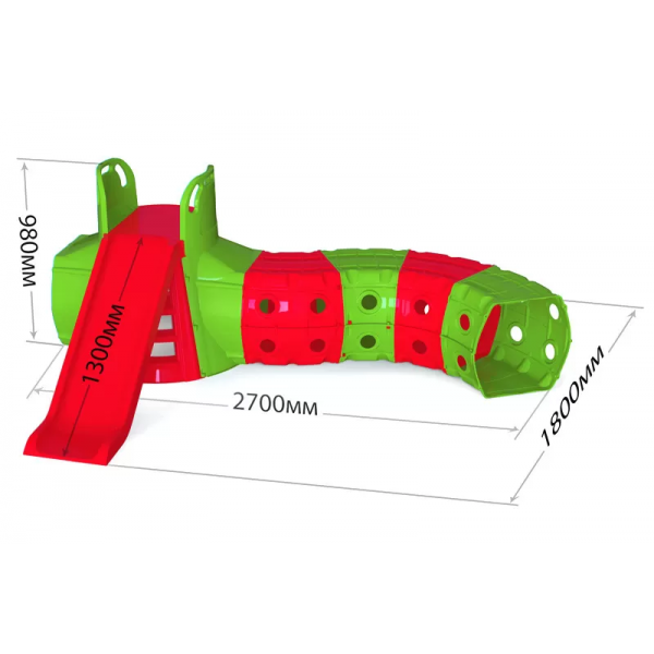 

Детская горка с тоннелем Doloni Toys 01470/3 красно-зеленая