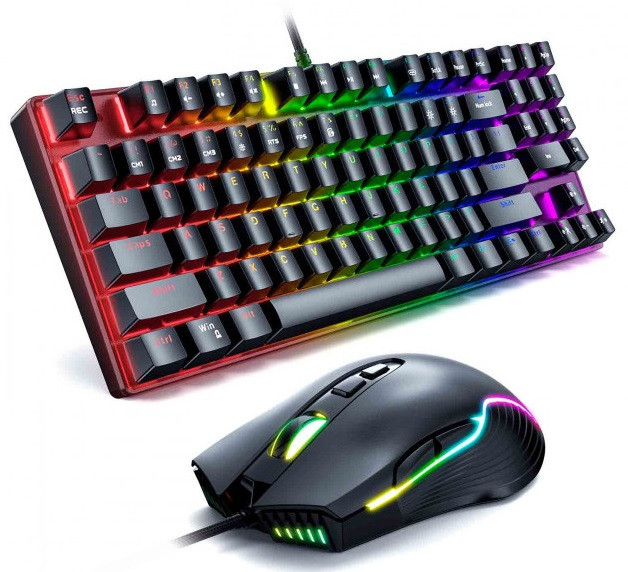 

Комплект проводная игровая клавиатура и мышь Onikuma G26 CW905 с RGB подсветкой Черный (gr_015991)