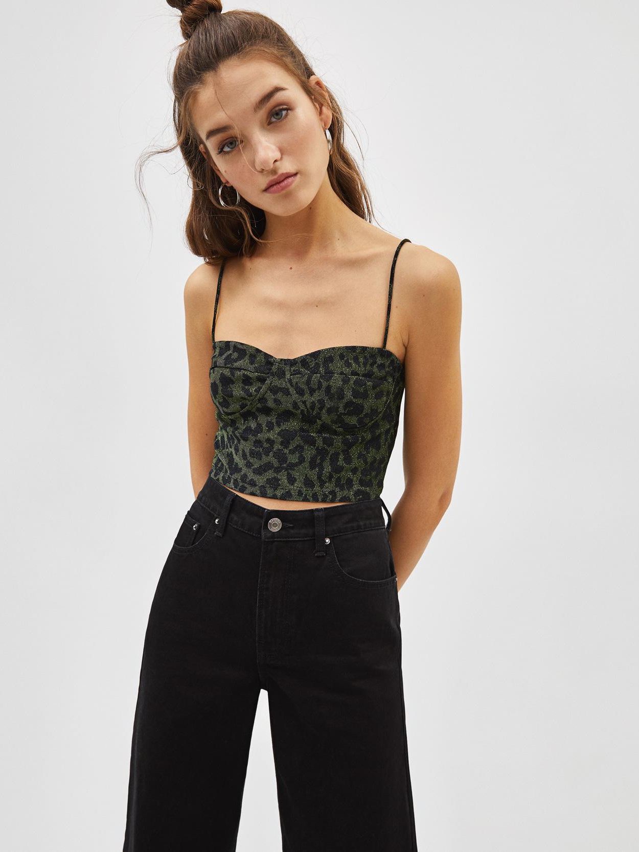 

Топ Bershka 8906326501-ABGE M Зеленый с синим
