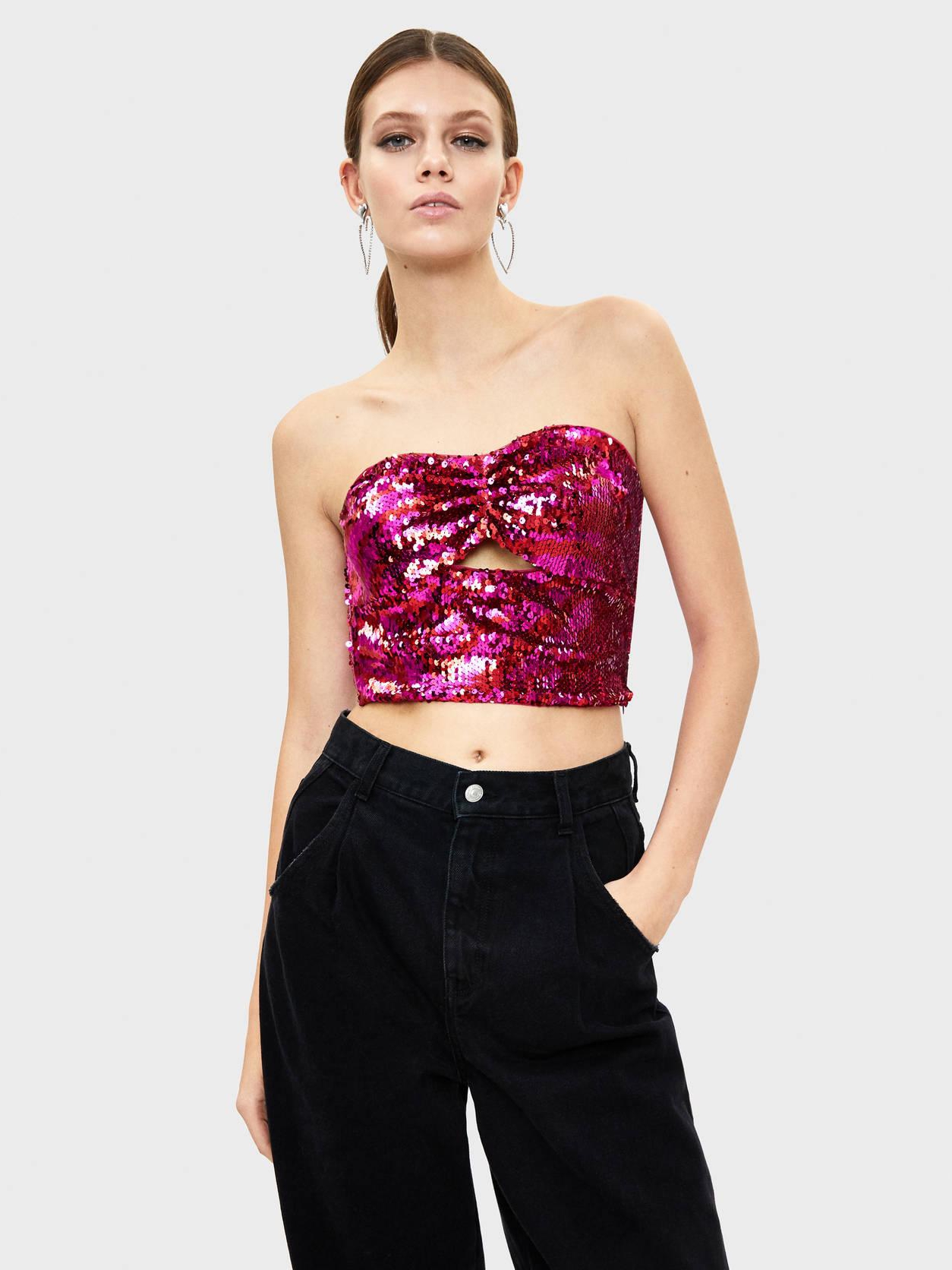 

Топ Bershka 8680286630-AAUN XS Разноцветный с розовым