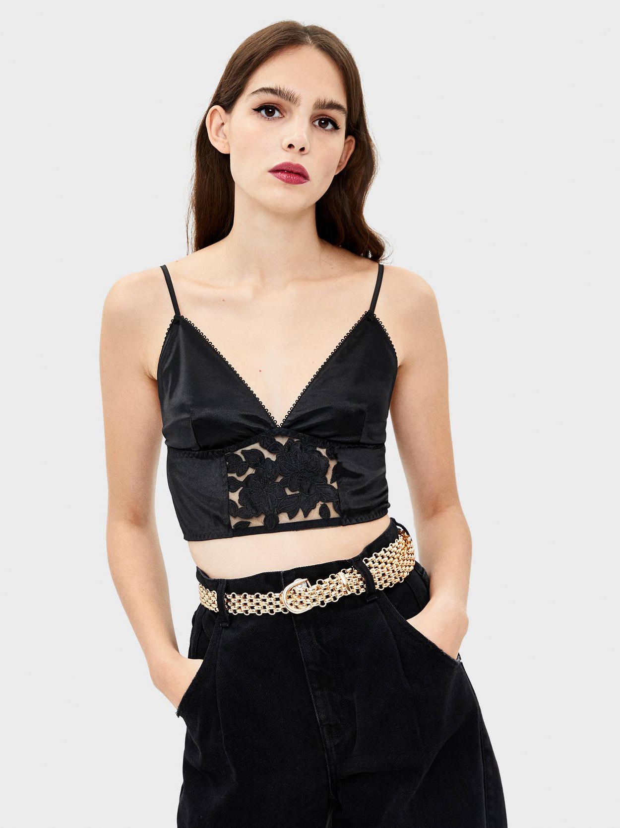 

Топ Bershka 8669405800-AAAD M Черный