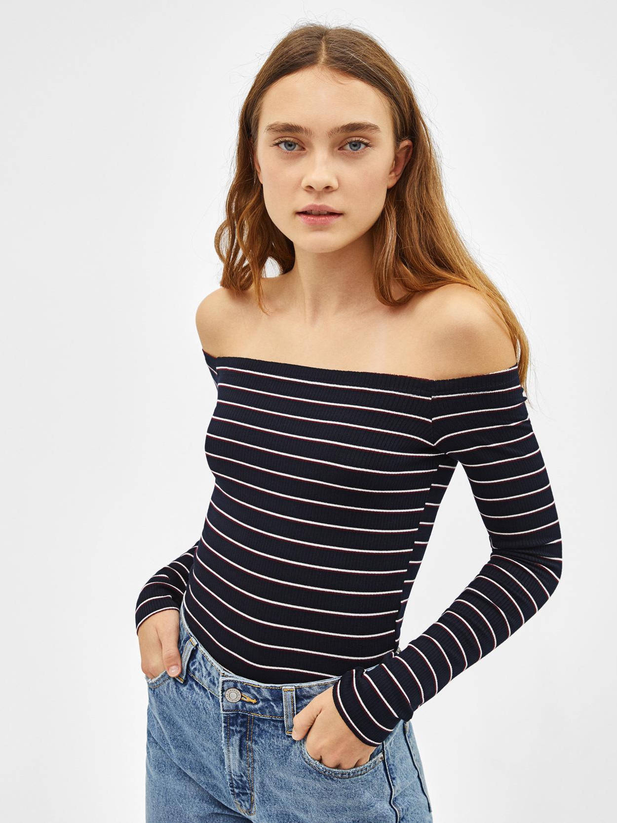 

Лонгслив Bershka 7691831462-ABLO S Темно-синий