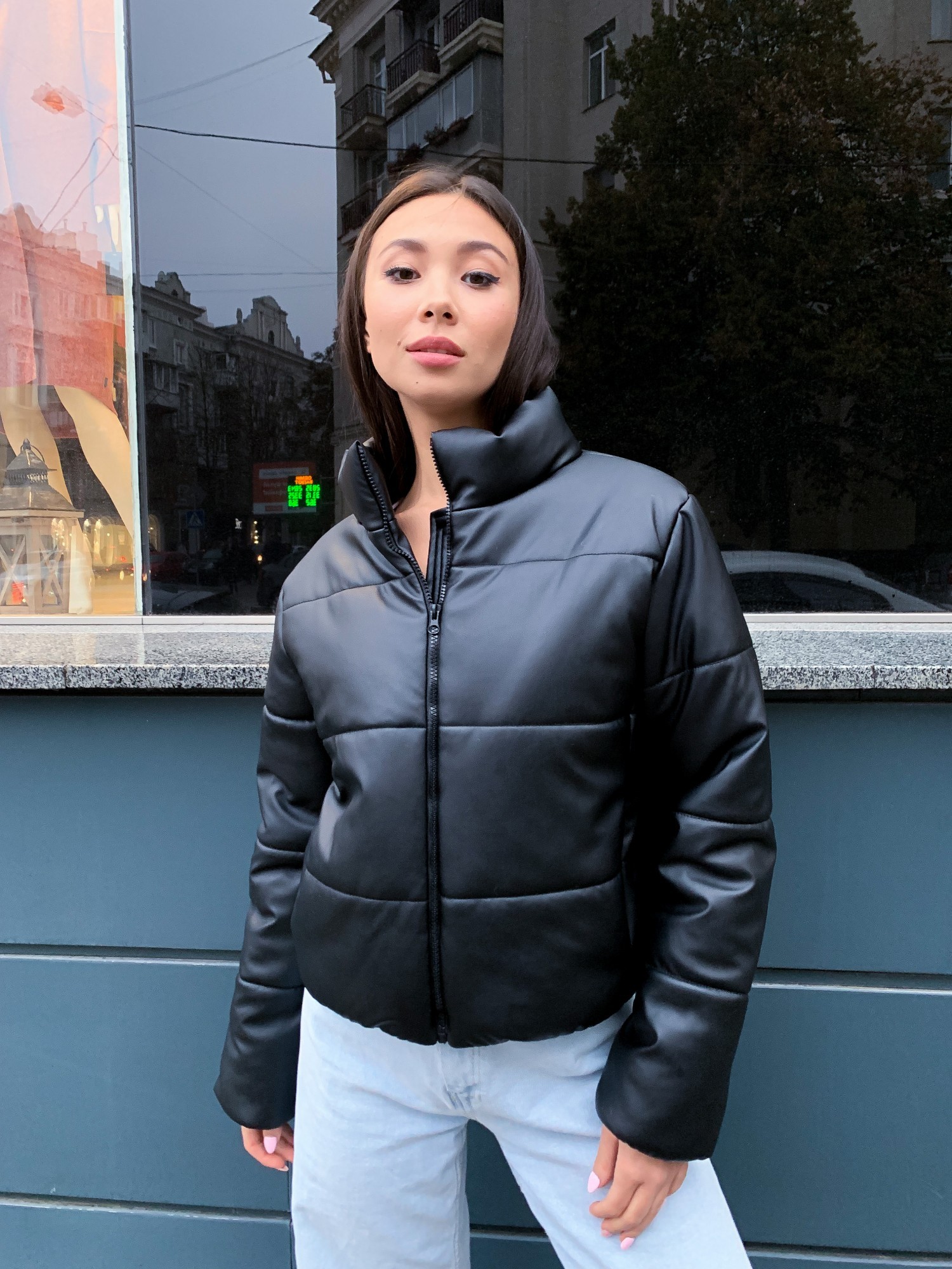 

Женская короткая куртка из эко кожи K&ML 05 M - L ( 46 - 48 ) Черный ( 05 - 01)