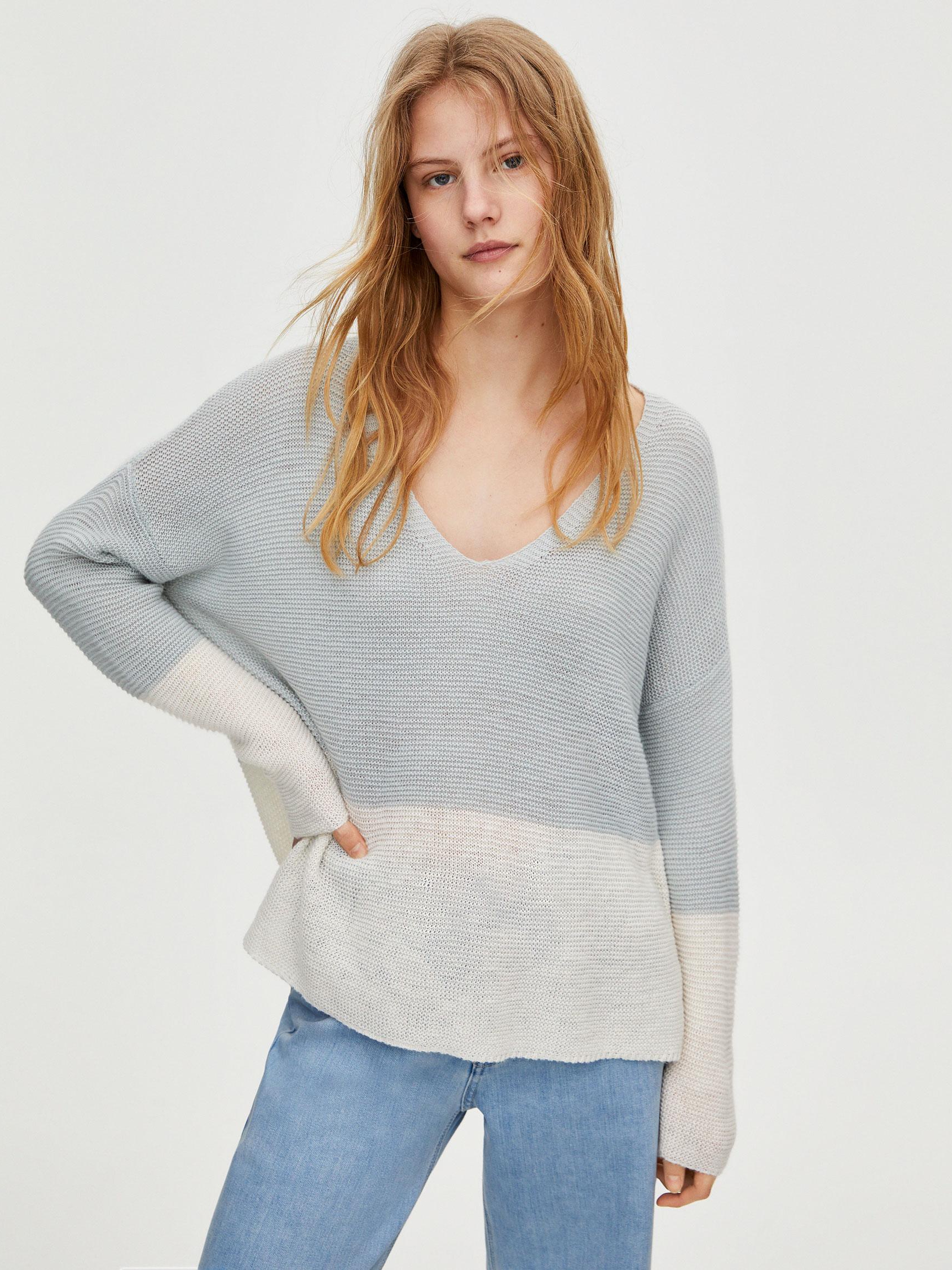 

Пуловер Pull & Bear 5558306444-AAKC S Белый с голубым