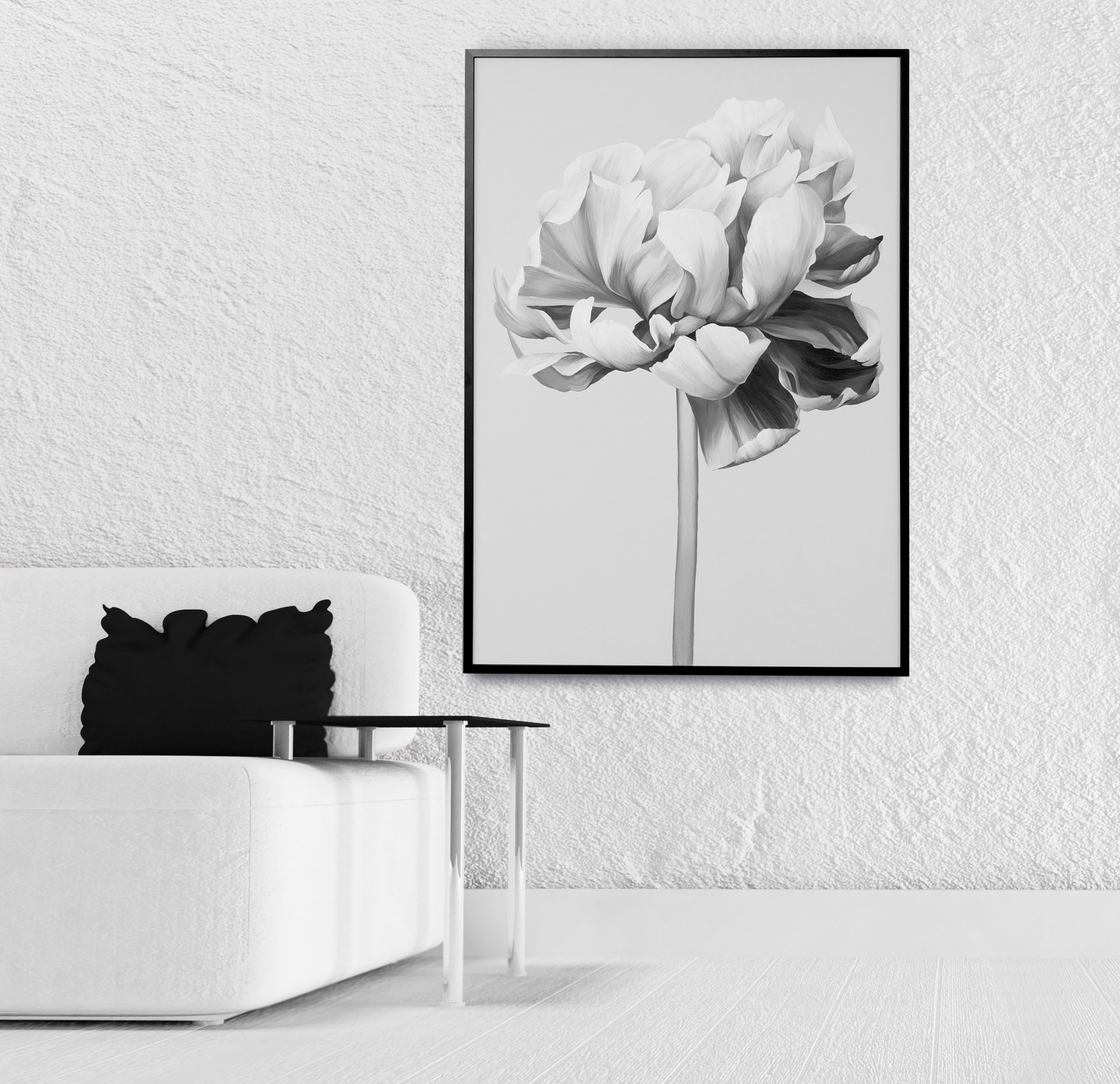

Картина масляными красками на холсте Mati Black and white peony Ручной работы 60х90 см (АА-134 60-90)