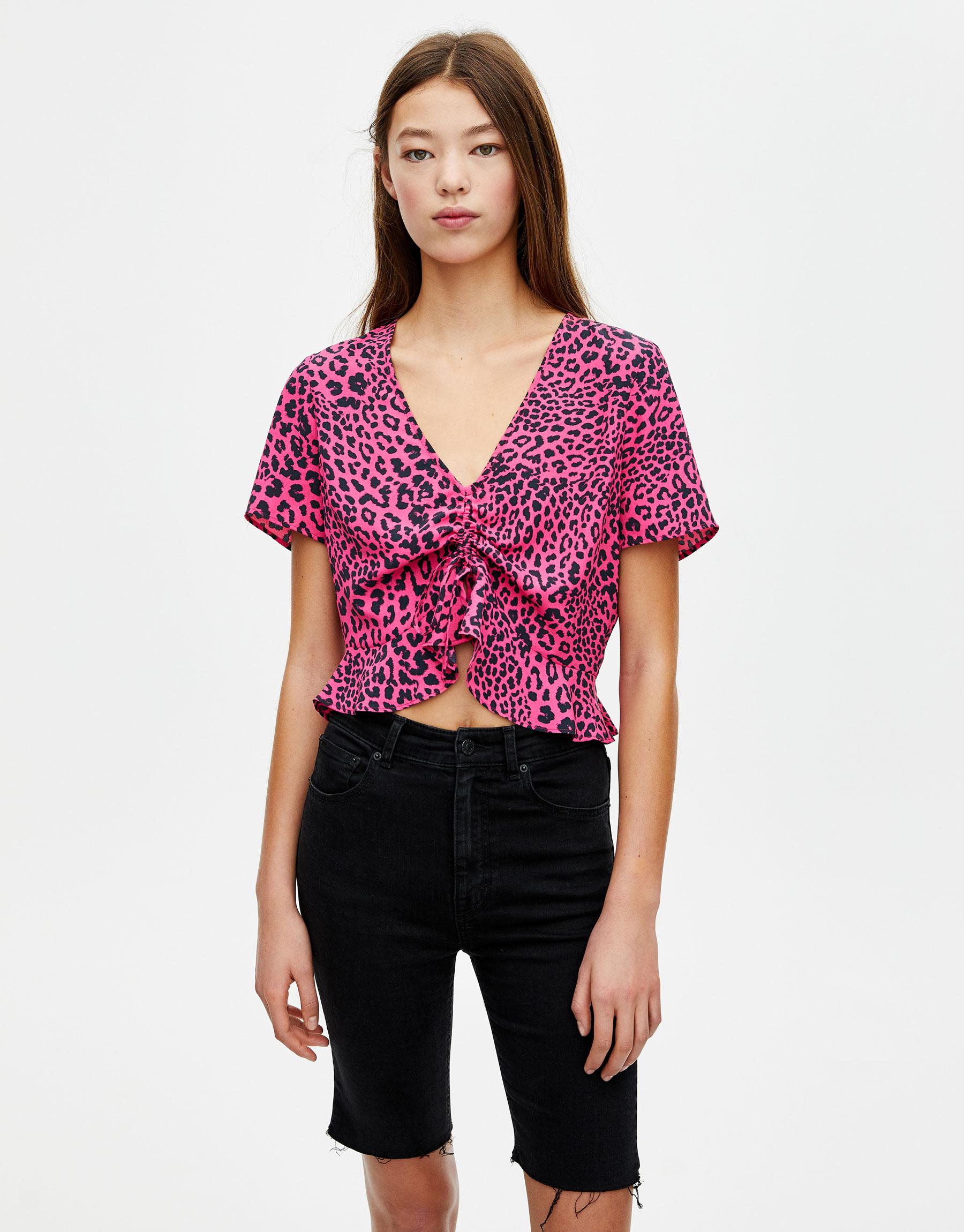

Топ Pull & Bear 5470364640-ABAZ M Розовый с черным
