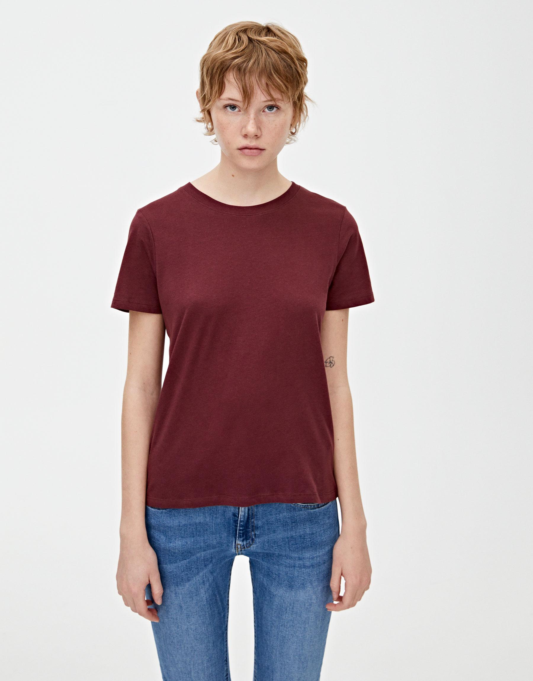 

Футболка Pull & Bear 5244357605-ACXK L Темно-бордовая