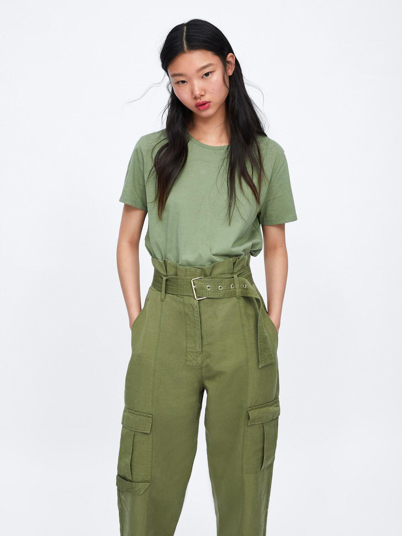 

Футболка Zara 4174025500-ACWO S Светло-зеленая