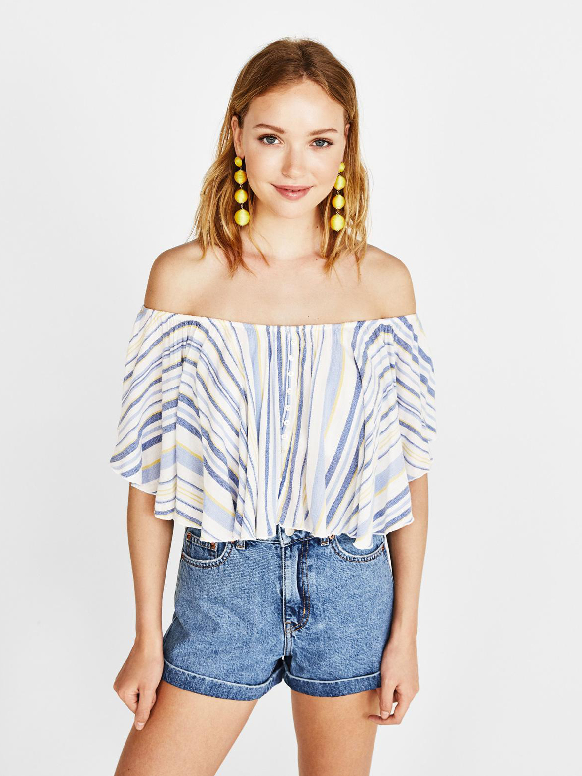 

Топ Bershka 2640494401-ACSF L Белый с синим