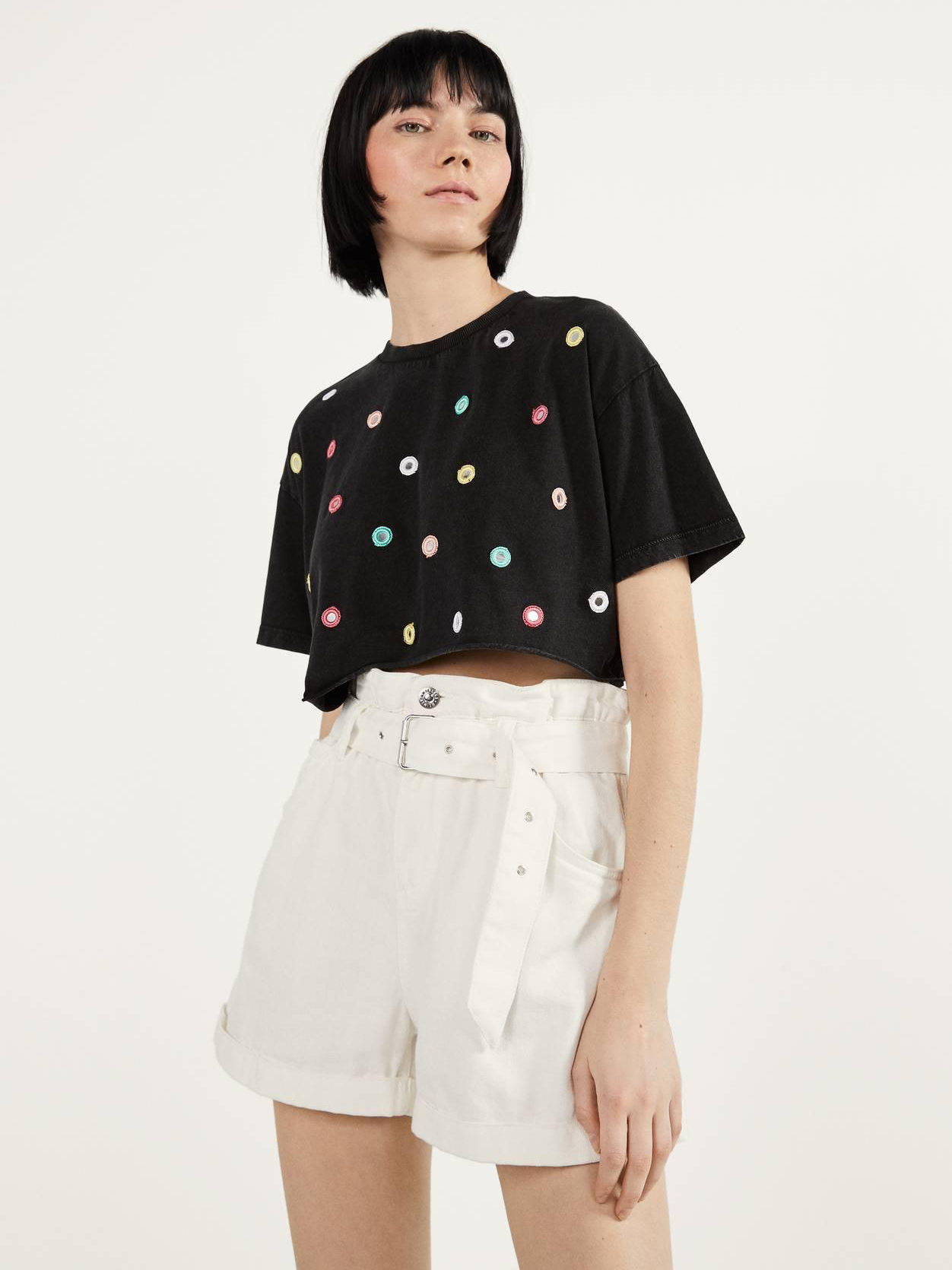 

Футболка Bershka 2235234810-ABWU S Светло-черная