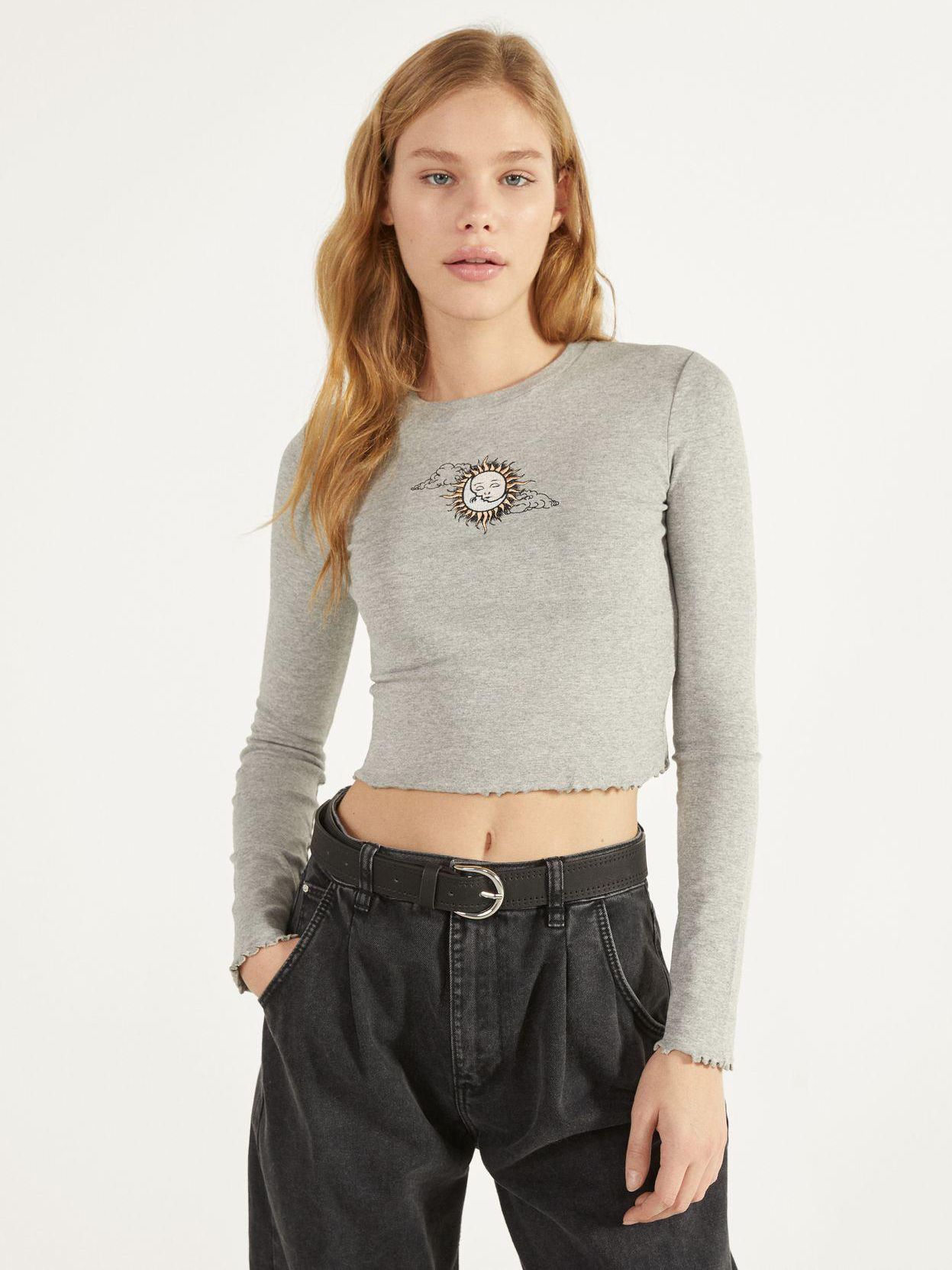 

Топ Bershka 2203231812-AAQS S Серый