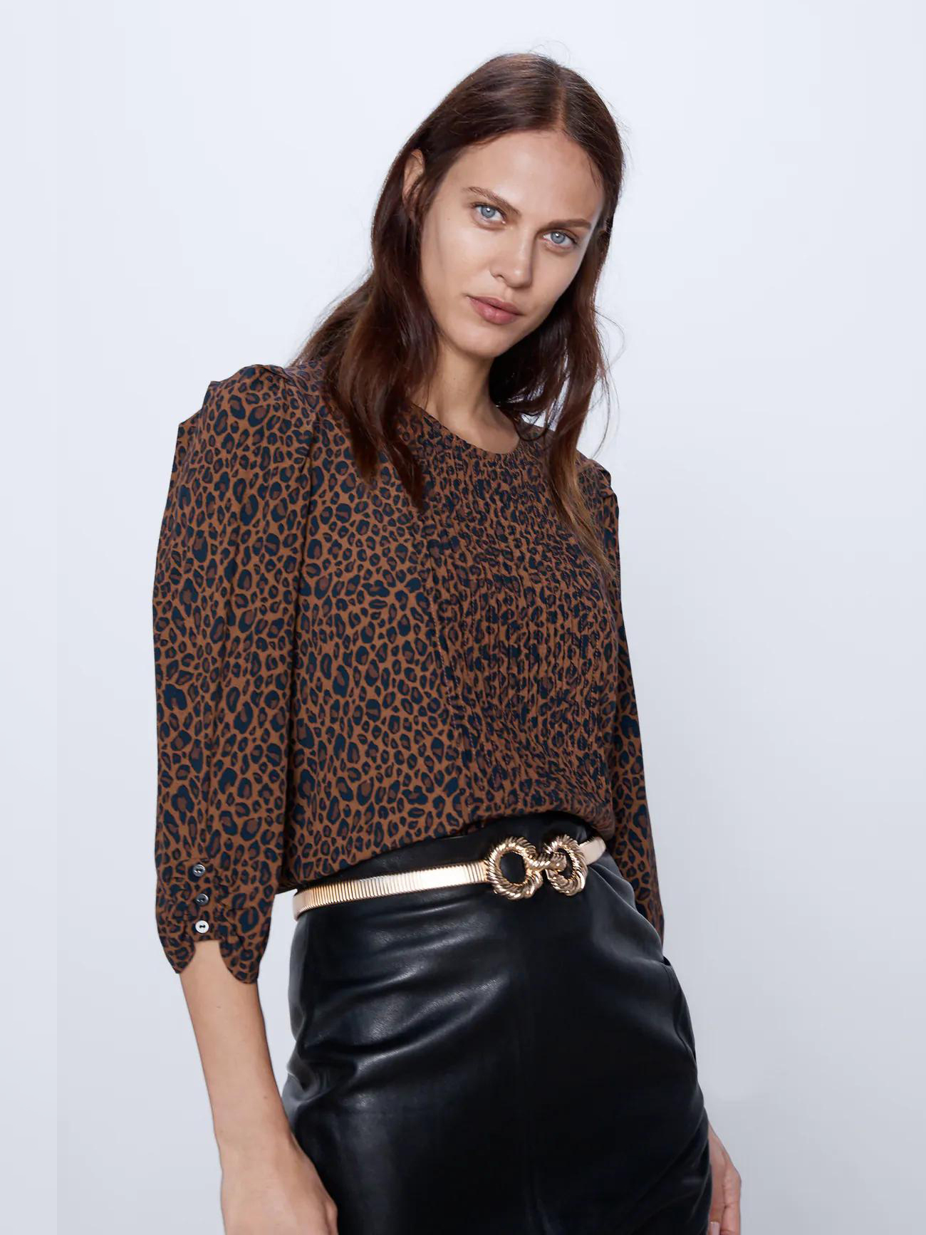 

Блузка Zara 2183255700-AAON S Леопардовая