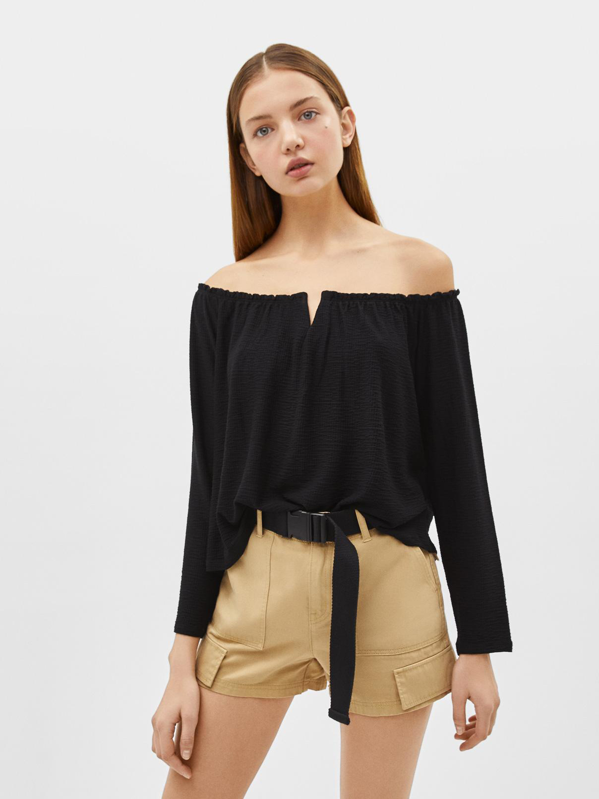 

Блузка Bershka 2172187800-AAAD S Черная