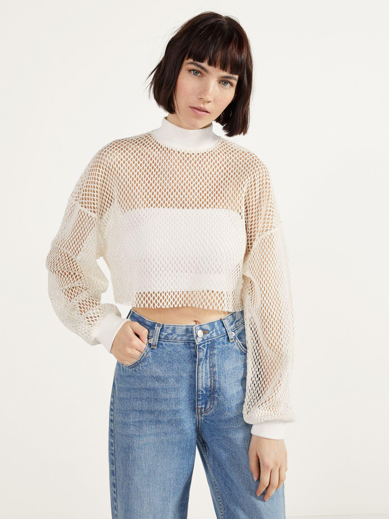 

Свитшот Bershka 1964326712-ABAK XS Молочный