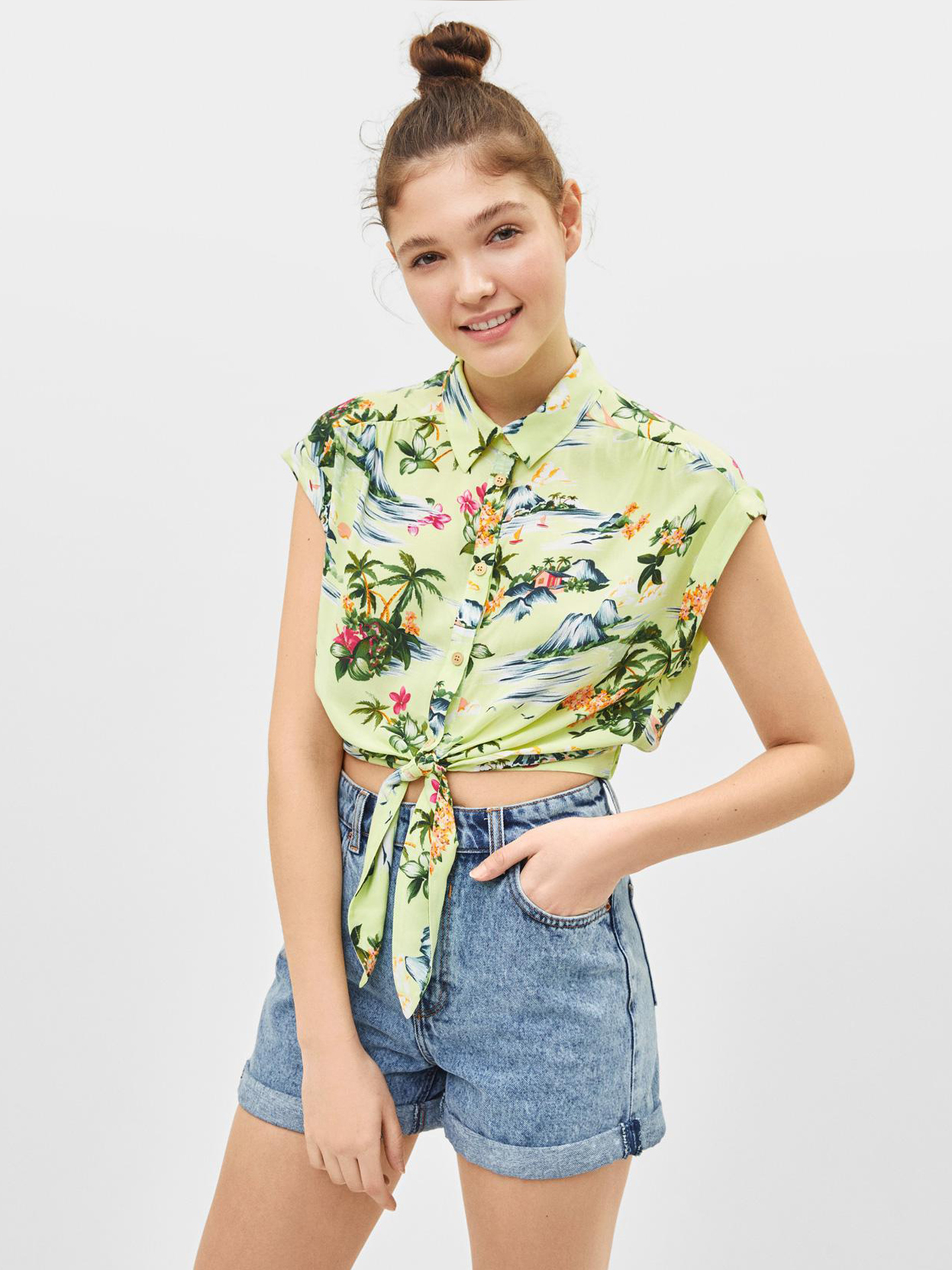 

Топ Bershka 0994657520-AAYK M Салатовый