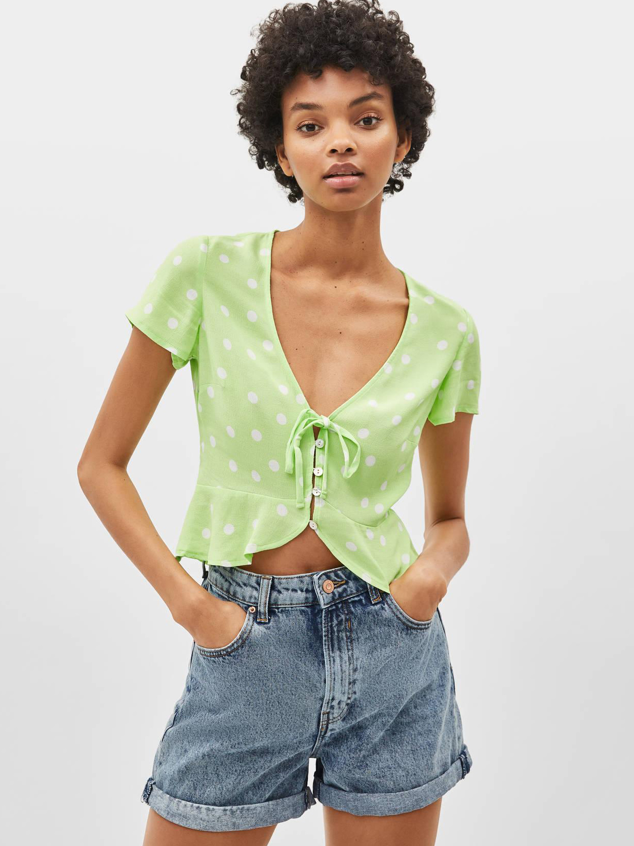 

Топ Bershka 0949168513-ADJB S Салатовый