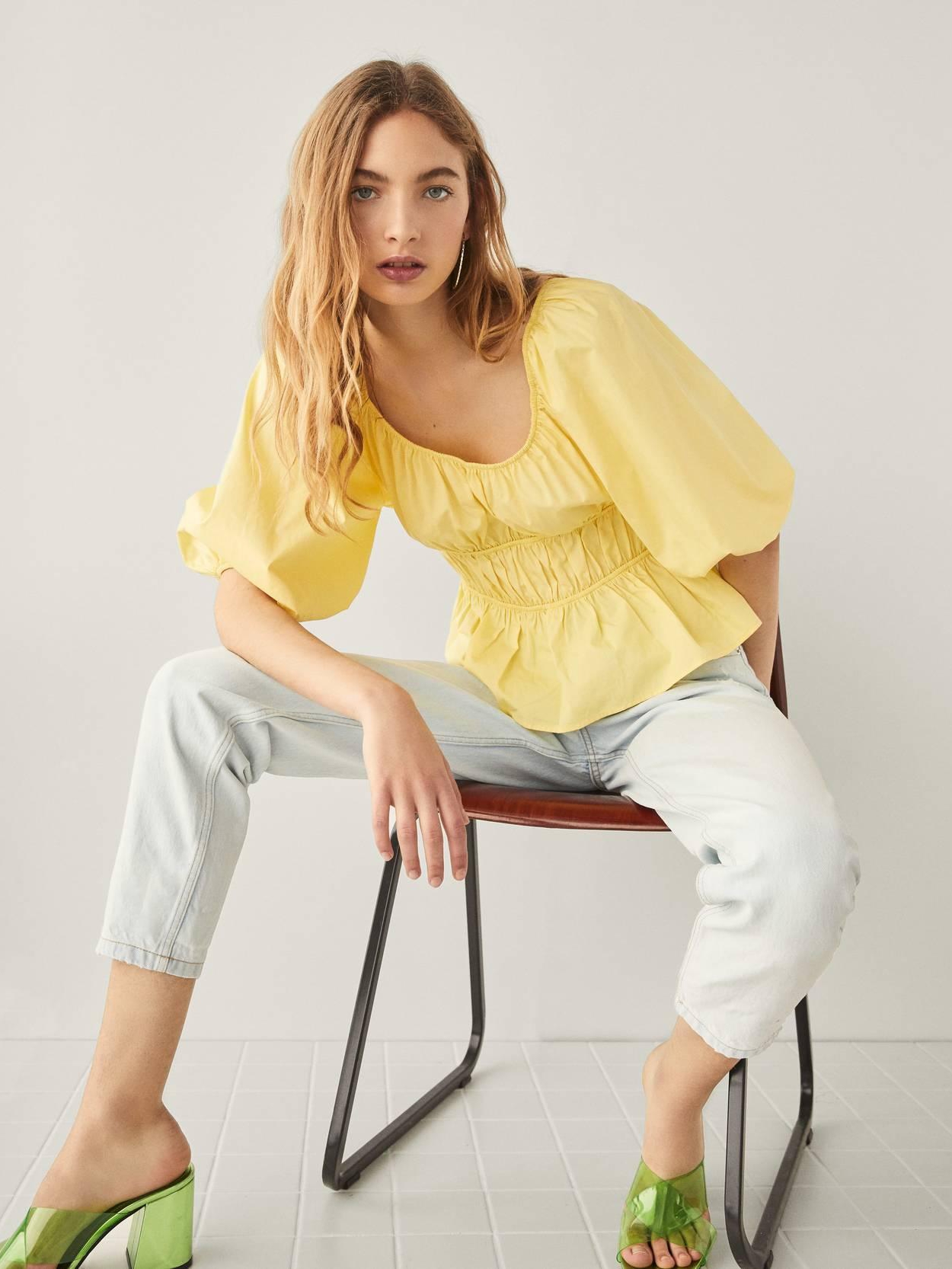 

Блузка Bershka 0731962300-ACUU M Желтая