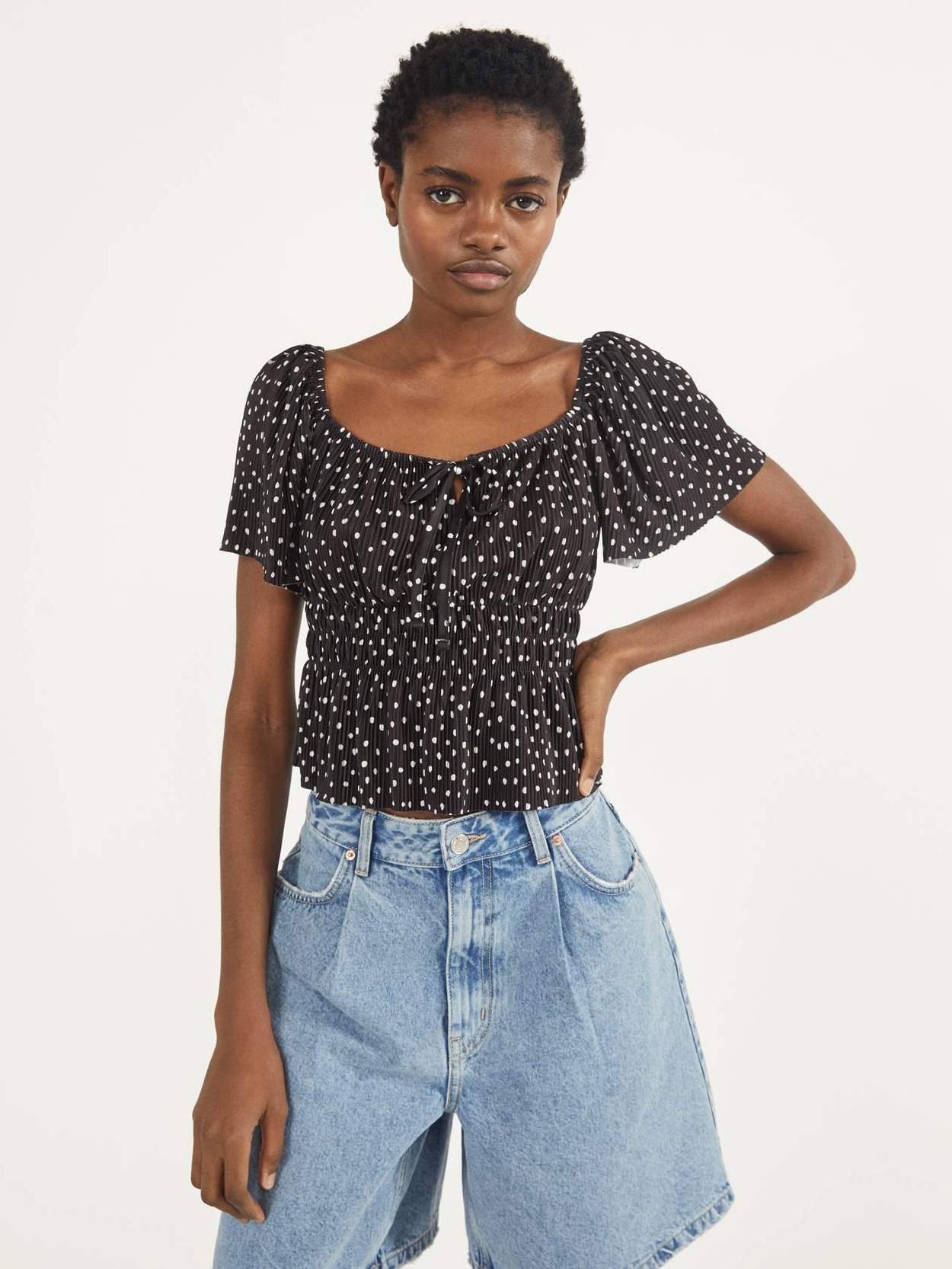 

Топ Bershka 0726695800-AANX L Черный с белым