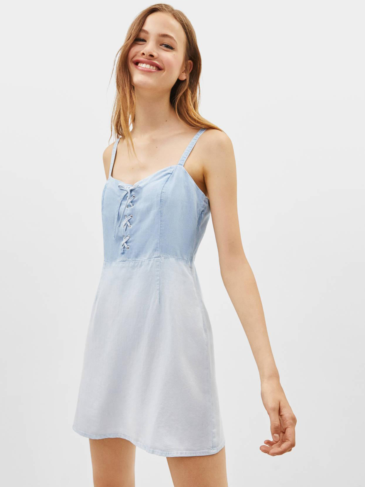 

Джинсовый сарафан Bershka 0395847428-ACUP XS Голубой