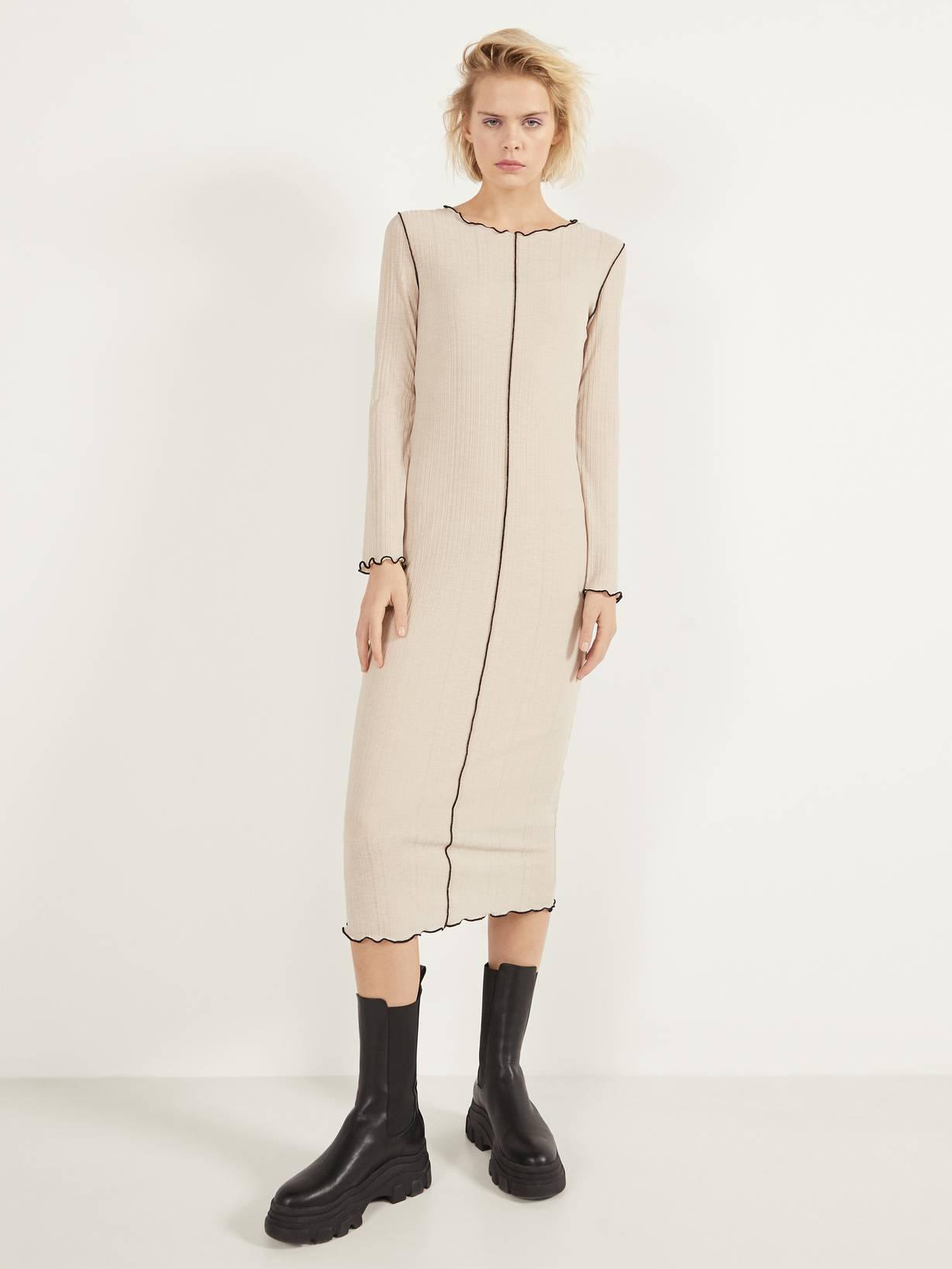 

Платье Bershka 0389296710-ACTQ  Бежевое, Платье Bershka 0389296710-ACTQ S Бежевое
