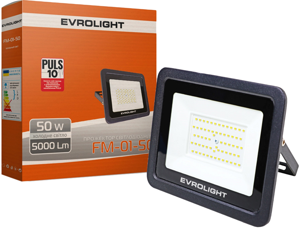 

Прожектор светодиодный EVROLIGHT 50W 6400K 5000 Lm FM-01-50 (57062)