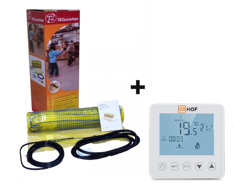 

Теплый пол Raychem нагревательный двухжильный мат Т2 P-HM-P 1120Вт/7м2+терморегулятор HOF sen