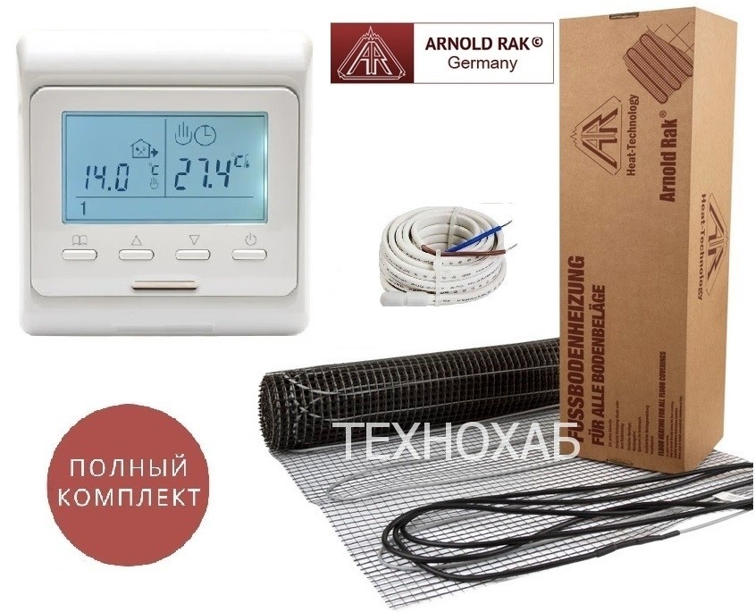 

Теплый пол Arnold Rak Standart FH/9м² /1620Ват/ 180Вт/м² двухжильный нагревательный мат с программируемым терморегулятором E 51