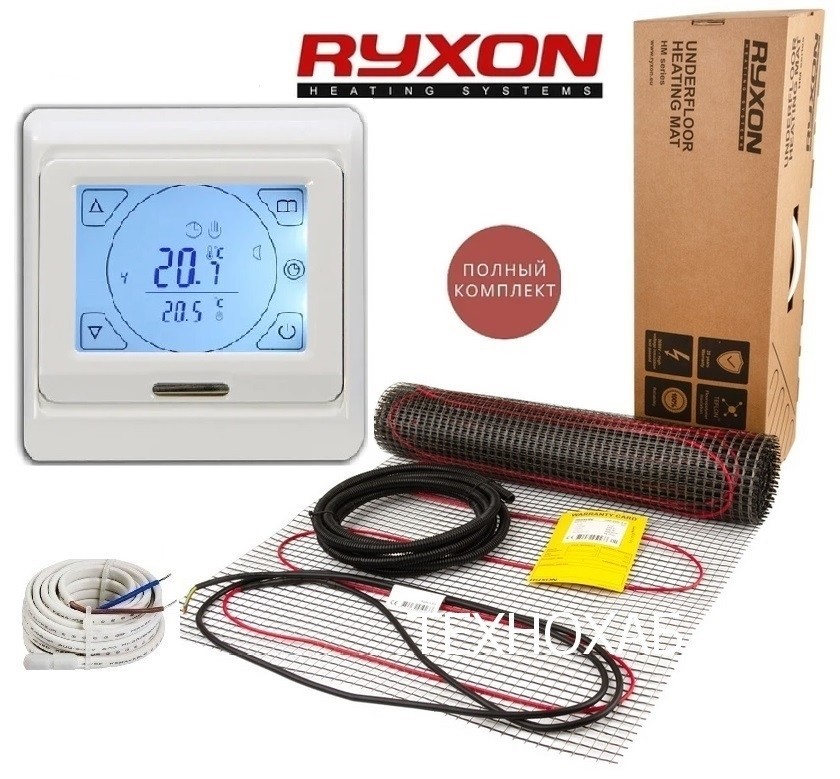 

Теплый пол RYXON HM/7м² /1400Ват/ 200Вт/м² двухжильный нагревательный мат с сенсорным программируемым терморегулятором E 91