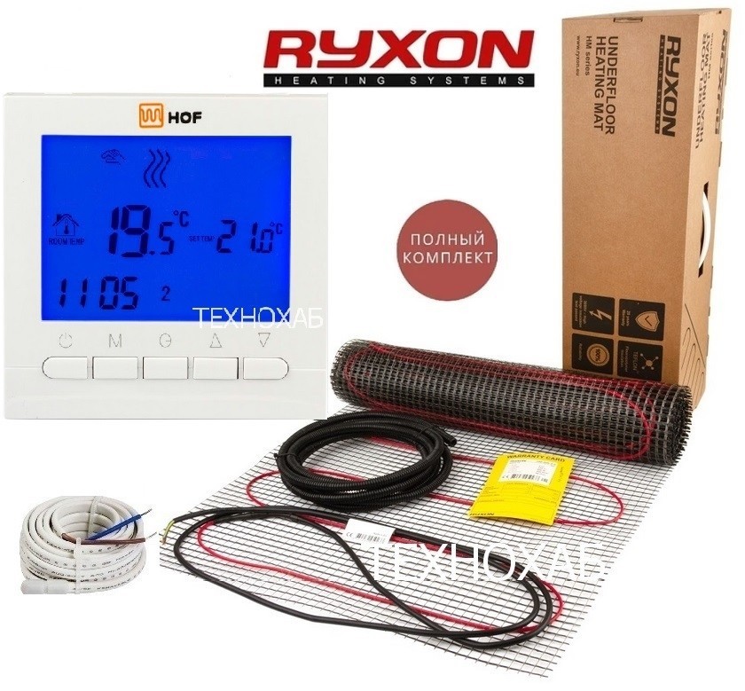 

Теплый пол RYXON HM/15м² /3000Ват/ 200Вт/м² двухжильный нагревательный мат с программируемым терморегулятором HOF pro
