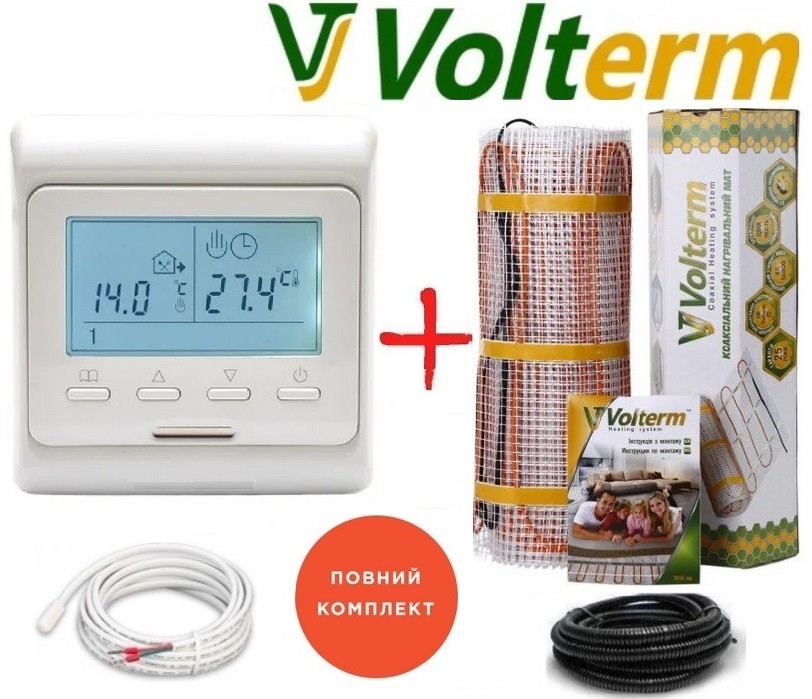 

Кабельный мат Volterm Hot Mat 2,8м²/480Вт/ 180Вт/м² теплый пол электрический под плитку с программируемым терморегулятором E51