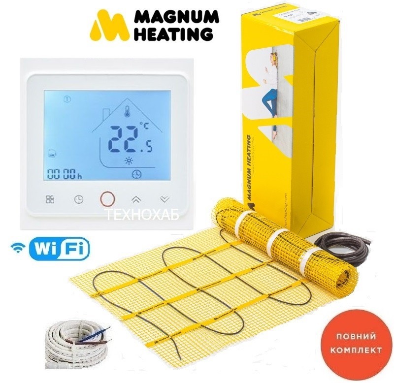

Теплый пол Magnum 4,5м²/ 675Ват/ 150Вт/м² двухжильный кабельный мат под плитку с сенсорным программируемым терморегулятором TWE02 Wi-Fi