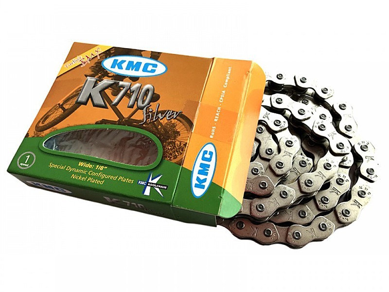 

Велосипедная цепь KMC K-710 1/2"х1/8" 116 зв. (для BMX/Freestyle/Fixie) серебристый