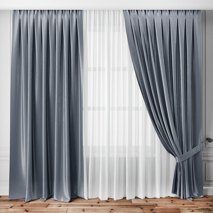 

Комплект штор "Элит" Lux Portiery Бархат-Велюр Сине-Графитовый 200 Х 260 - 2 шт. + Тюль Креп-шелк белый 500 Х 260 - 1 шт.