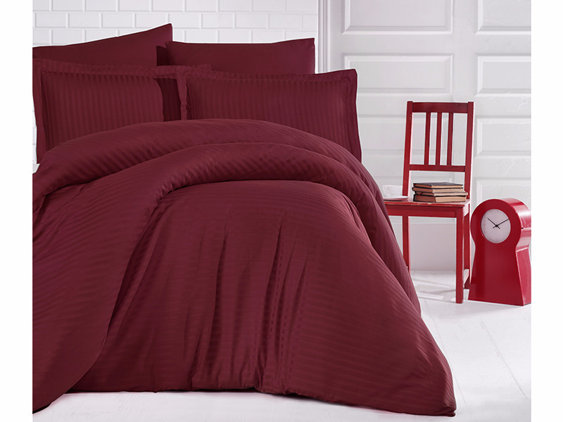 

Постельное белье Clasy Saten Strip семейный Bordo, Турция Код 7960