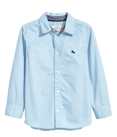 

Рубашка H&M для мальчика голубая с длинным рукавом 98 см