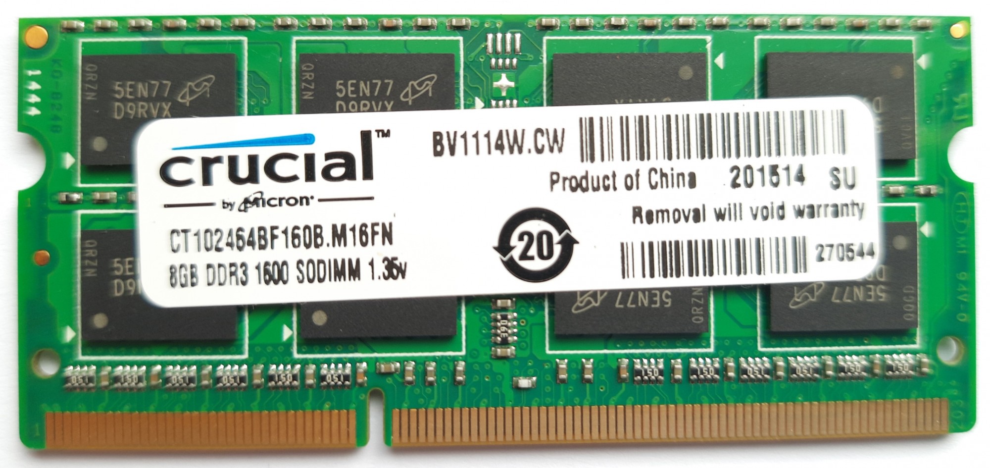 

Оперативная память Crucial 8GB DDR3-1600 PC3L-12800s для ноутбука