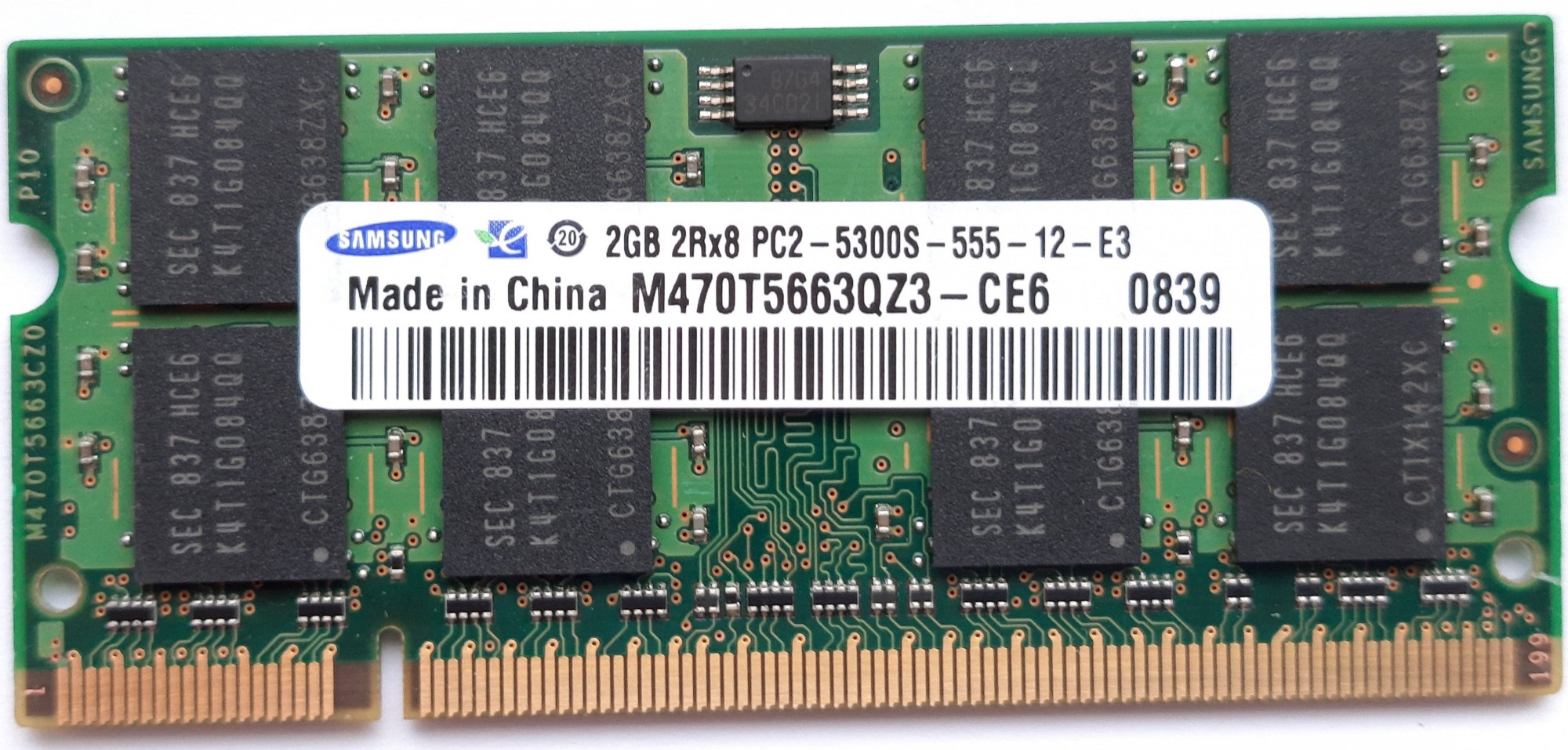 

Оперативная память Samsung 2GB DDR2-667 PC2-5300s для ноутбука