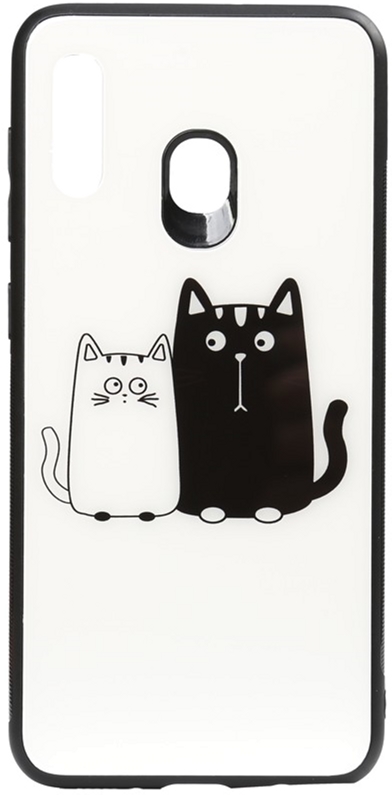 

Панель TOTO Cartoon Print Glass Case для Huawei Y7 2019 Cats White/Black