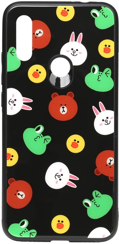 

Панель TOTO Cartoon Print Glass Case для Xiaomi Redmi 7 Line friends Black