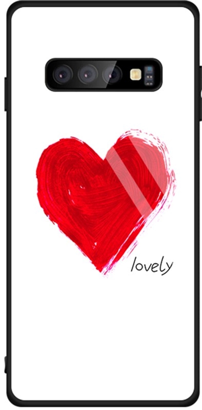 

Панель TOTO Glass Fashionable Case для Samsung Galaxy S10+ Red Heart on White