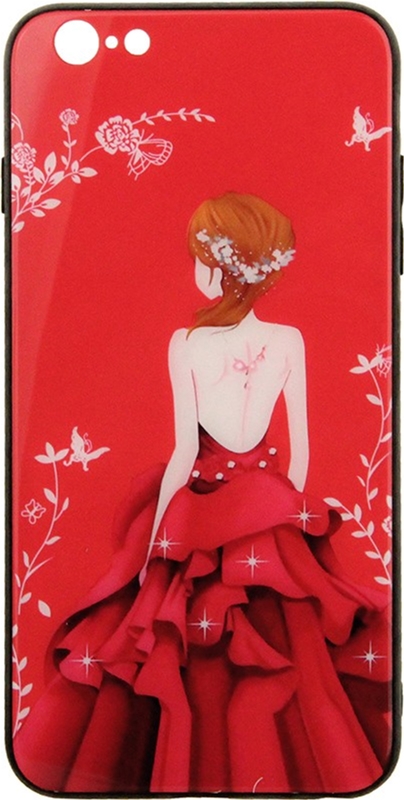 

Панель TOTO Glass Fashionable Case для Apple iPhone 6 Plus/6s Plus Red Dress Girl