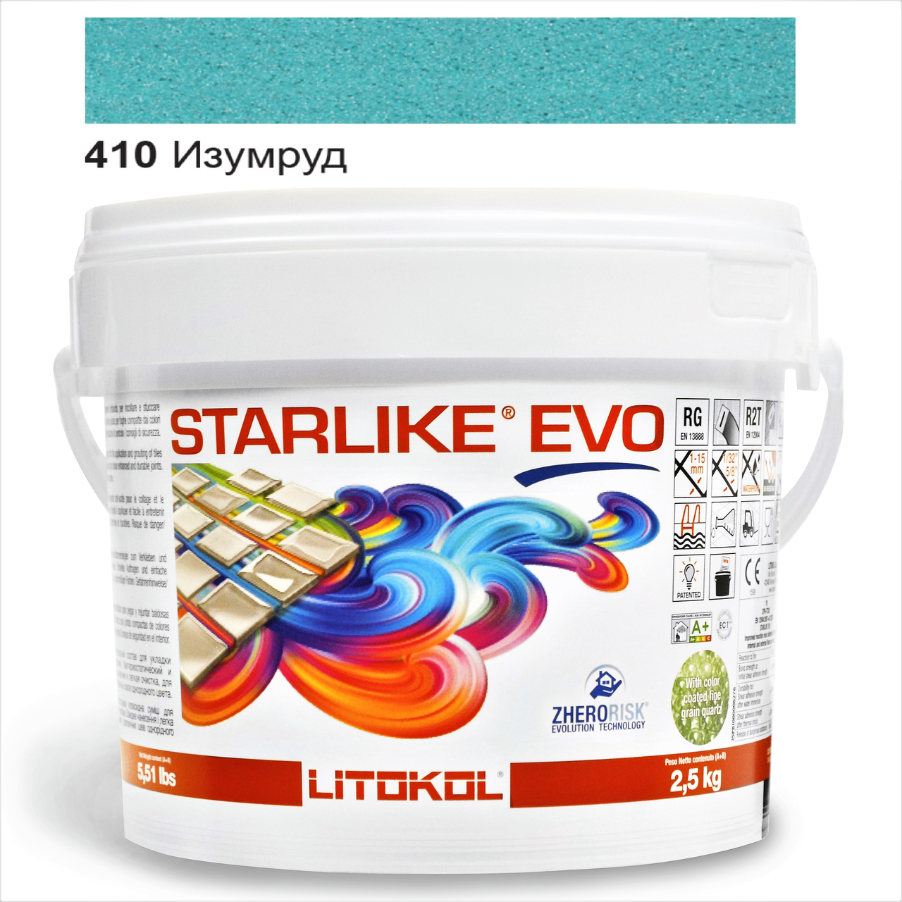 

Эпоксидная затирка Litokol Starlike EVO 410 Изумруд (бирюзовая) 2,5кг