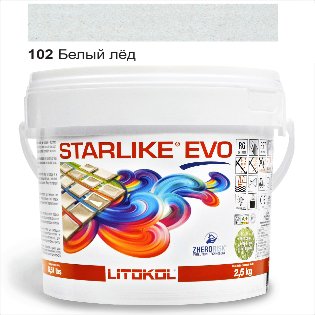 

Эпоксидная затирка Litokol Starlike EVO 102 (белый лёд) белая 2,5кг