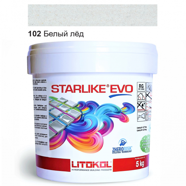 

Эпоксидная затирка Litokol Starlike EVO 102 (белый лёд) белая 5кг