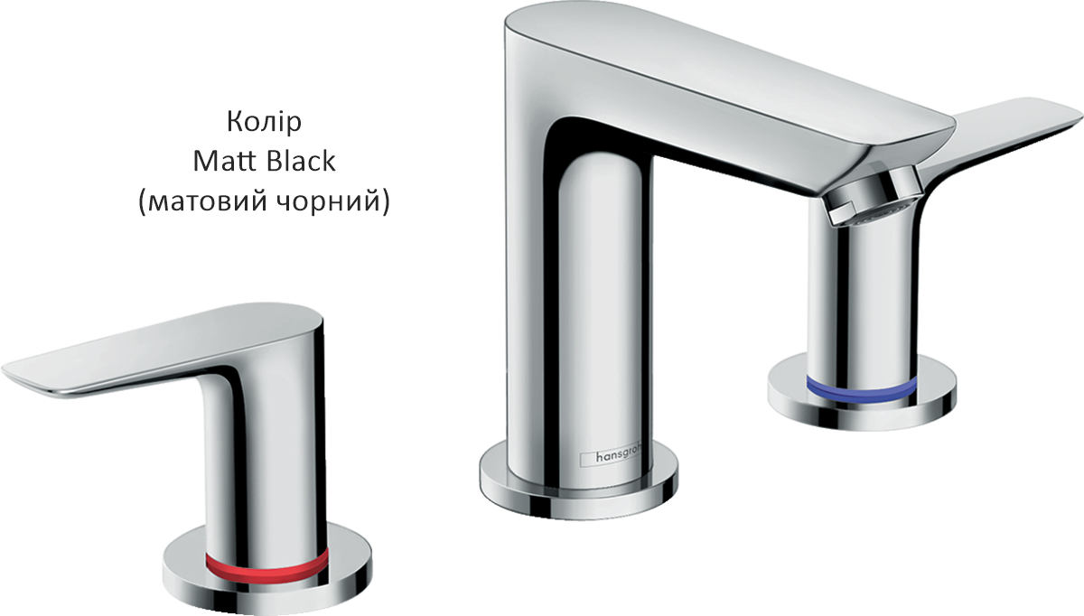 

Змішувач Hansgrohe Talis E для умивальника на 3 отвори Matt Black (71733670)