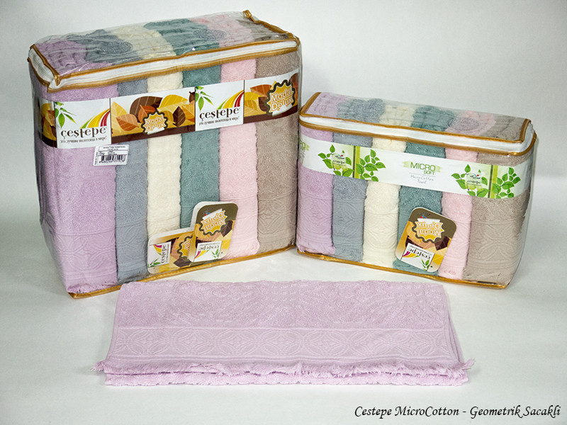 

Набор полотенец для тела Cestepe MicroCotton Deluxe 70*140 см махровые банные Geometrik Sacakli 6шт