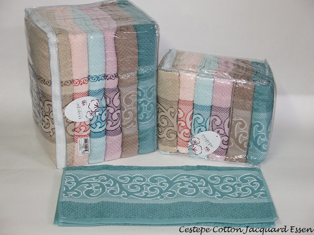 

Набор полотенец для тела Cestepe Vip Cotton 70*140 см махровые банные Jacquard Essen 6шт